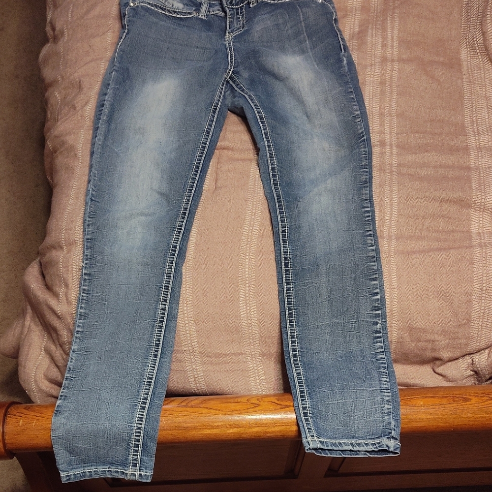 Antique Rivet Light Blue Skinny Jeans